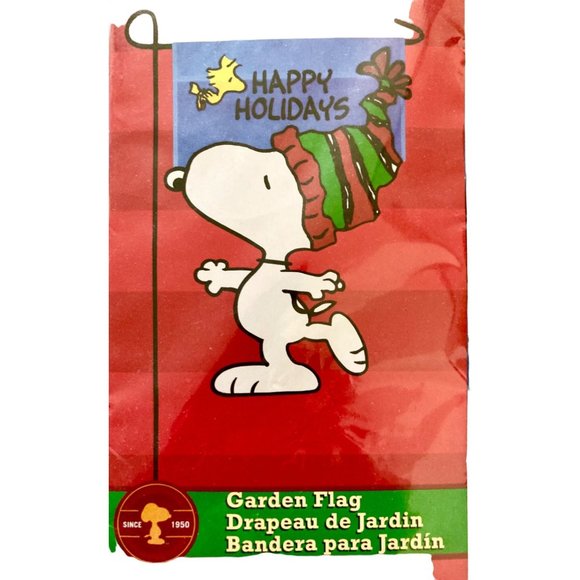 SNOOPY PEANUTS GANG Ice Skating Winter Holiday Garden Flag Banner 12"x 18"  NIP - Picture 1 of 2